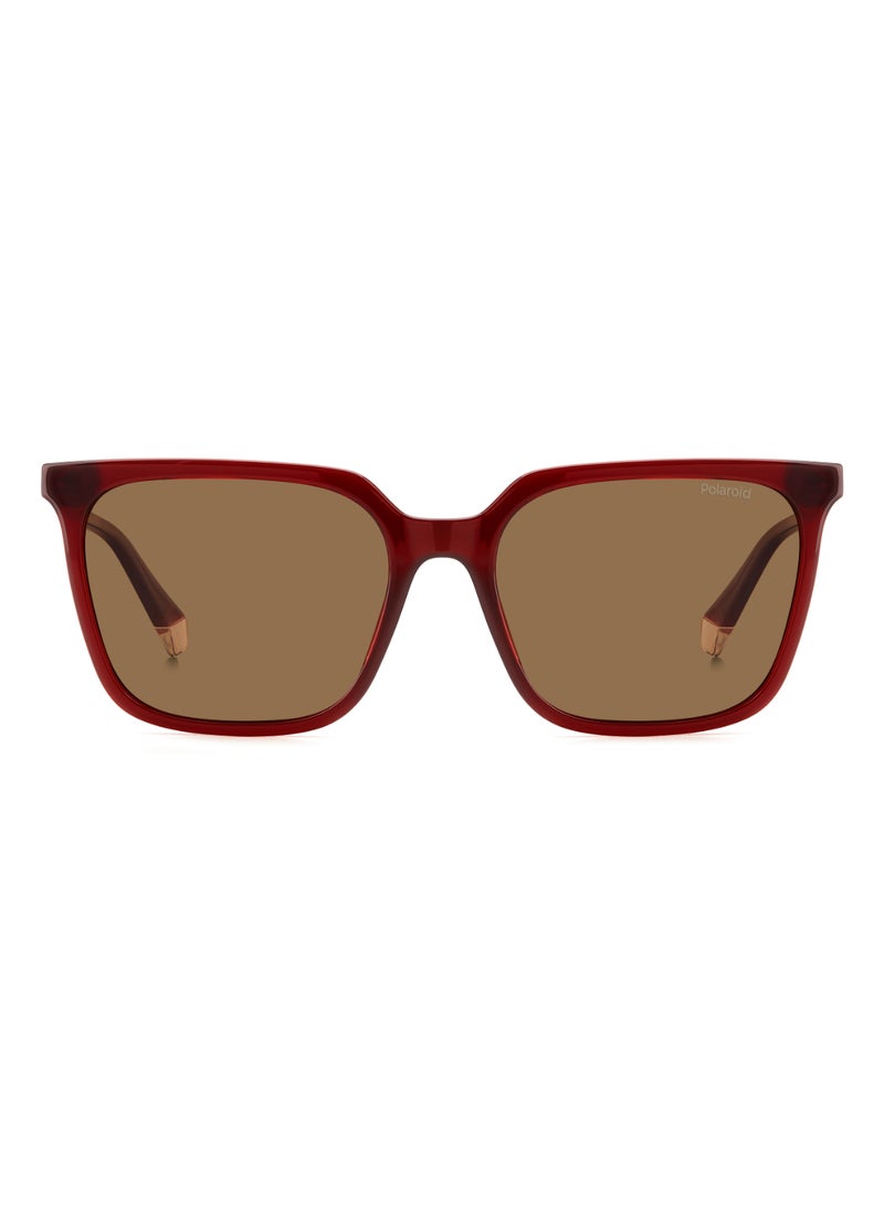 Polaroid Women's Polarized Rectangular Shape  Sunglasses Pld 4163/S Gold 44 - Lens Size: 44 Mm - Burgundy  - Image 3