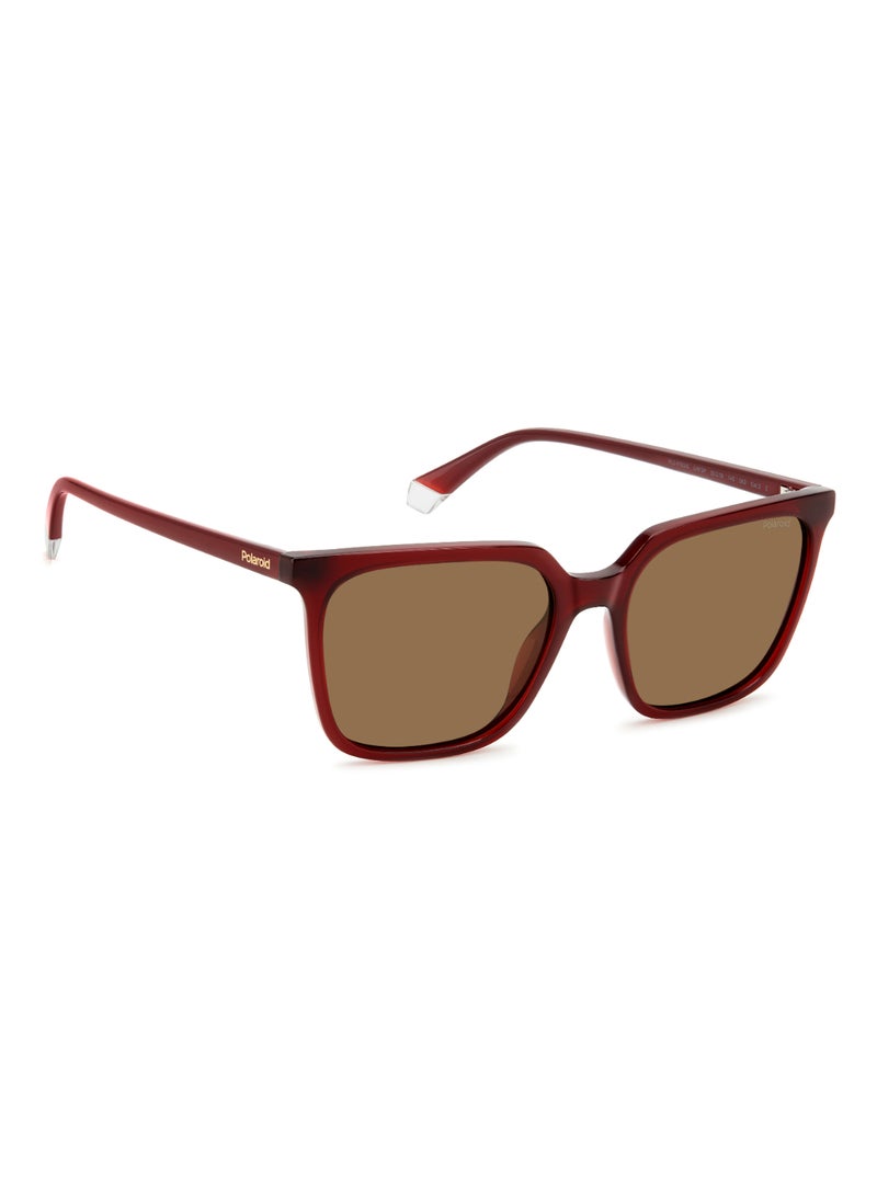 Polaroid Women's Polarized Rectangular Shape  Sunglasses Pld 4163/S Gold 44 - Lens Size: 44 Mm - Burgundy  - Image 2