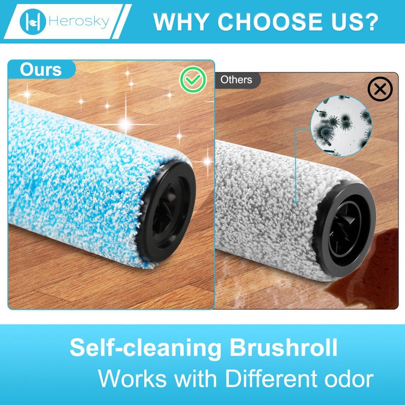 Herosky WD161 Roller and Filter For Shark HydroVac MessMaster Wet Dry Vacuum Cleaner WD161 WD261 AW261 (2 Brush 4 Foam Filter Kit) - Image 4