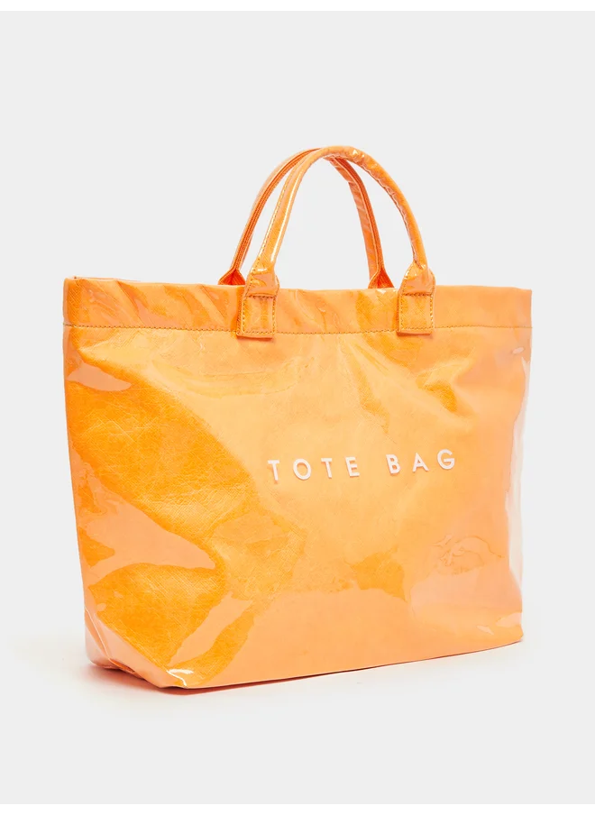 ستايلي Styli Orange Glossy Tote Bag