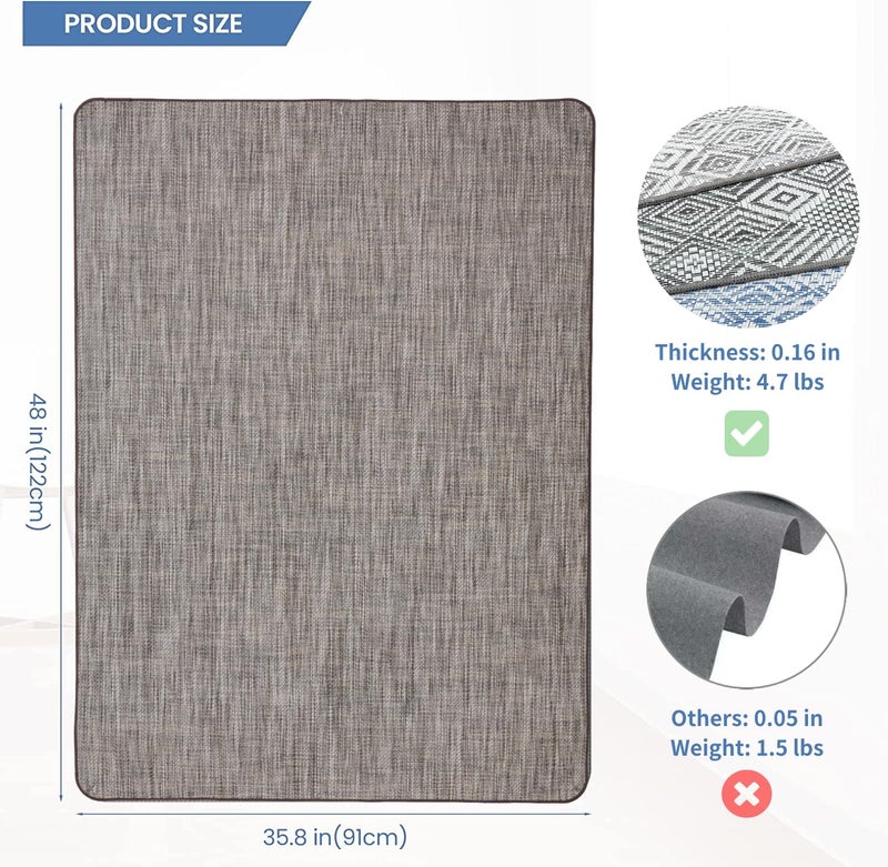 RccugmatS Chair Mat for Hardwood & Tile Floor, 36" x 48" Heavy Duty Office Chair Mat for Rolling Chairs, Anti Slip, Non-Curve, Floor Protector for Home Office, Heathered Gray - Image 2