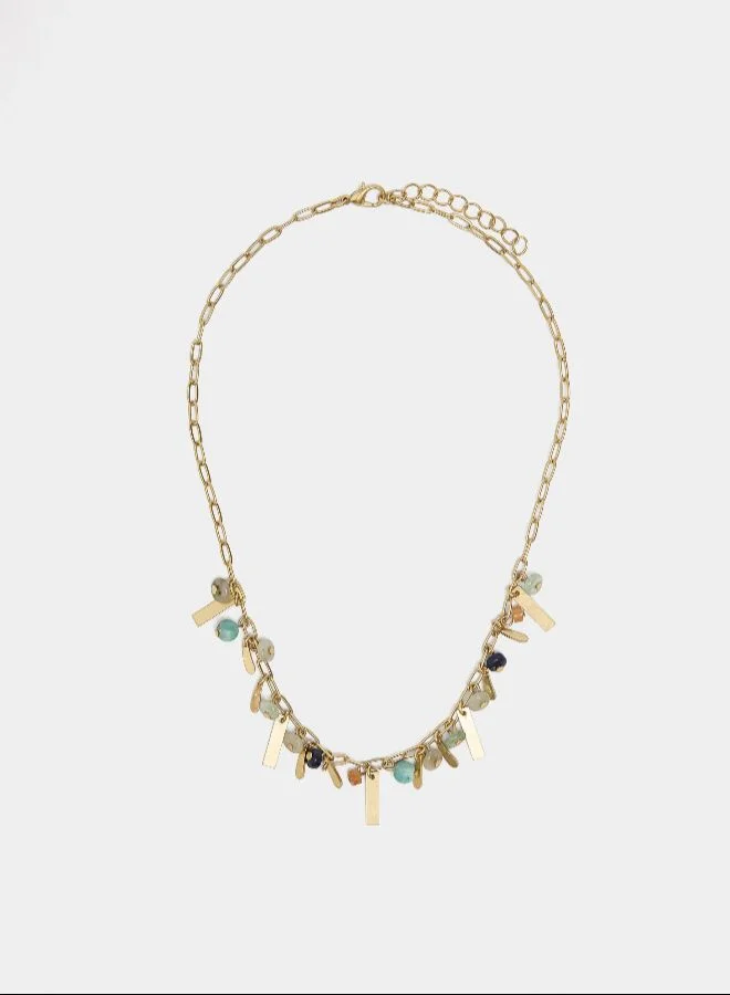 PARFOIS Necklace Of Links With Stones And Resin
