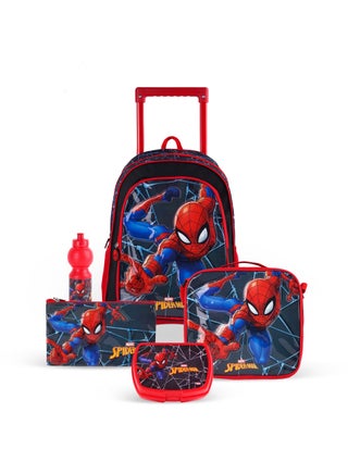 Marvel Spiderman 5-in-1 Trolley Backpack Set with Lunch Bag, Pencil Case, Lunch Box, and Water Bottle - 16 Inch, Waterproof, Thermal Insulated, and Easy to Use. - pzsku/Z05B32D2B0EF160B9D08CZ/45/_/1690992759/402702f3-dadd-42e9-a7f4-4068a4b2c3f3