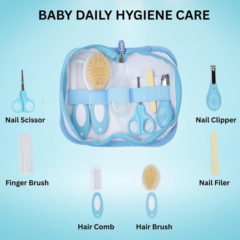 ZUPTIX 6 in 1 Baby Grooming Kit Infant & Toddler Care Essentials with Soft Hair Brush Newborn Care Set with Hair Brush, Comb, Nail Clippers, Scissors, Nasal Aspirator & Nail File Newborn Baby Grooming Kit Nail File & Nasal Aspirator - Image 2