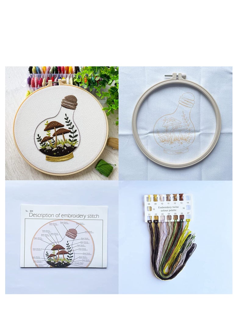 SYOSI - SYOSI Embroidery Kit Beginner Adult Embroidery Material Pack Green Plants Succulents Pattern Collection Adult DIY Handmade Cross Stitch Embroidery Pictures Set for DIY Art Craft Sewing 3 Sets - Image 1