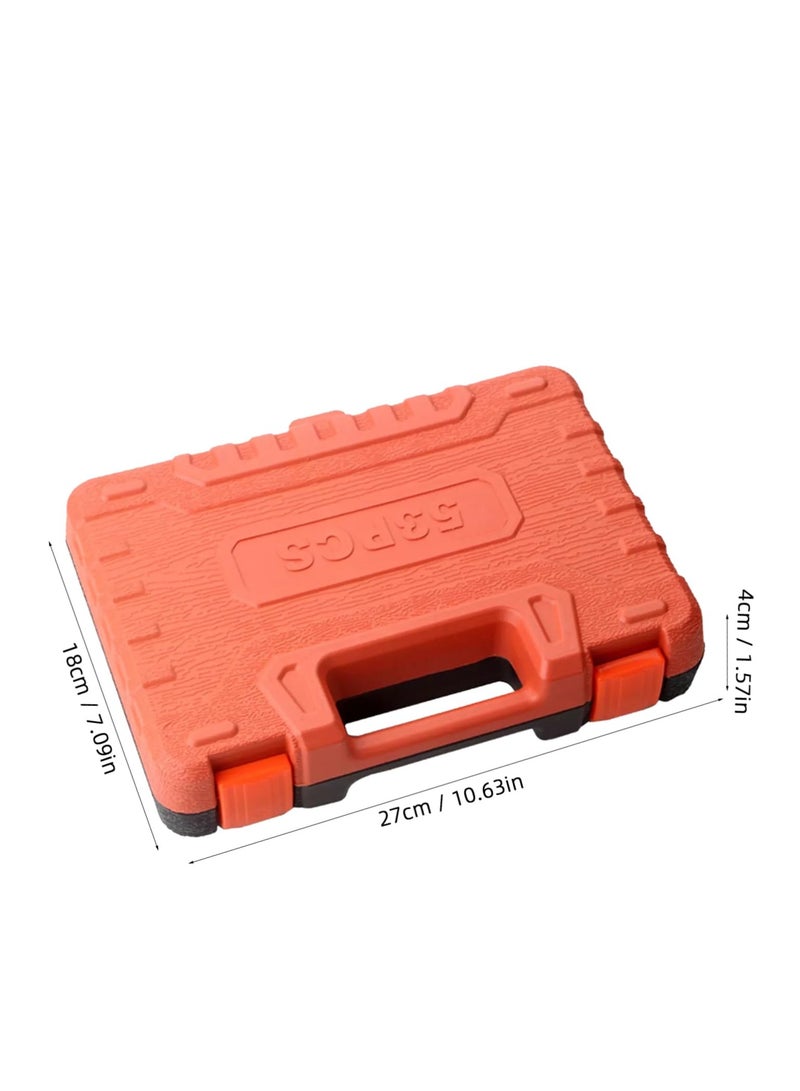Generic 53 Pieces Socket Wrench Set with 1/4 Inch Ratchet Wrench Plastic Tool Box for Auto Repair and Home Use Premium Upgrade  - Image 2