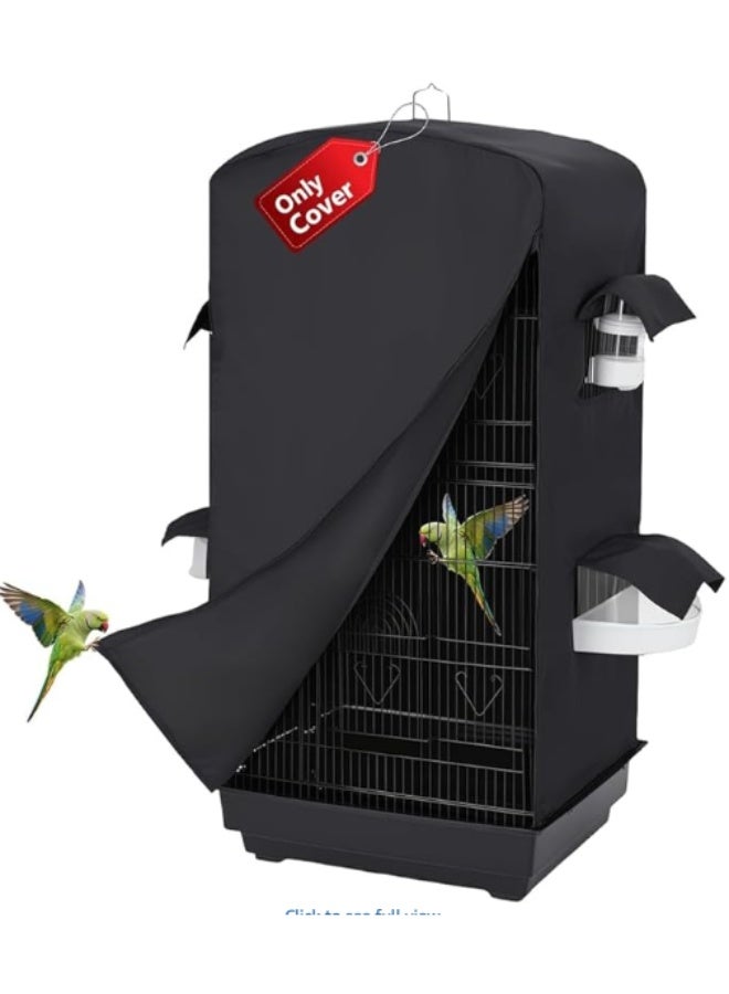 Bird Cage Cover for Night, 45x34x82cm Black Out Birdcage Cover with 4 Access Windows, Insulated & Dust-Proof Guard for Medium Cages, Fits Parakeets, Cockatiels & Conures - Image 1