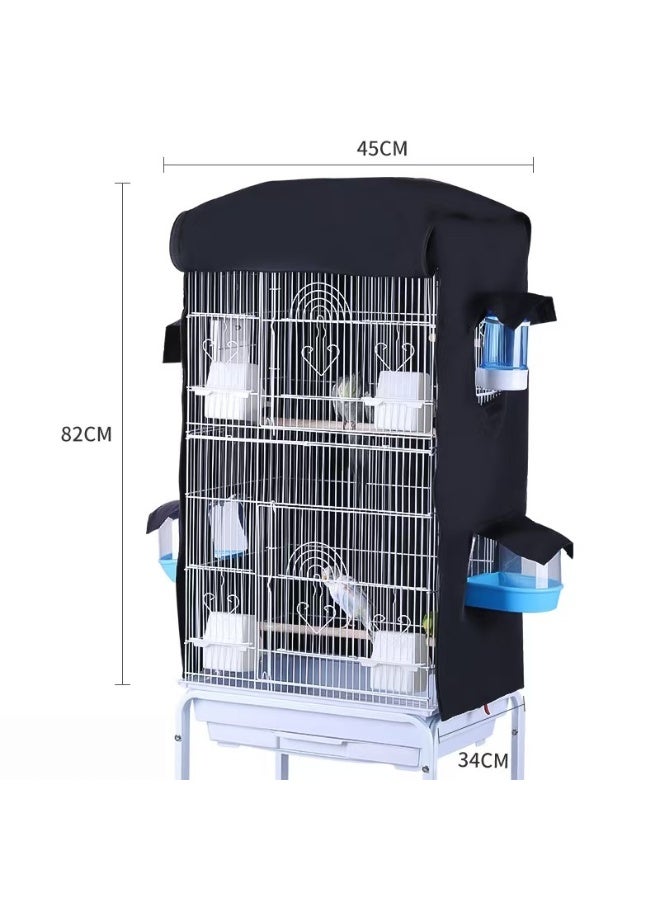 Bird Cage Cover for Night, 45x34x82cm Black Out Birdcage Cover with 4 Access Windows, Insulated & Dust-Proof Guard for Medium Cages, Fits Parakeets, Cockatiels & Conures - Image 2