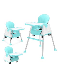 Bonita 3 In 1 Convertible High Chair For Kids And Babies With Adjustable Height And Footrest Baby Toddler Feeding Booster Seat With Tray, Wheels, Safety Belt and Cushion For 3 Months to 3 Years  - Image 1