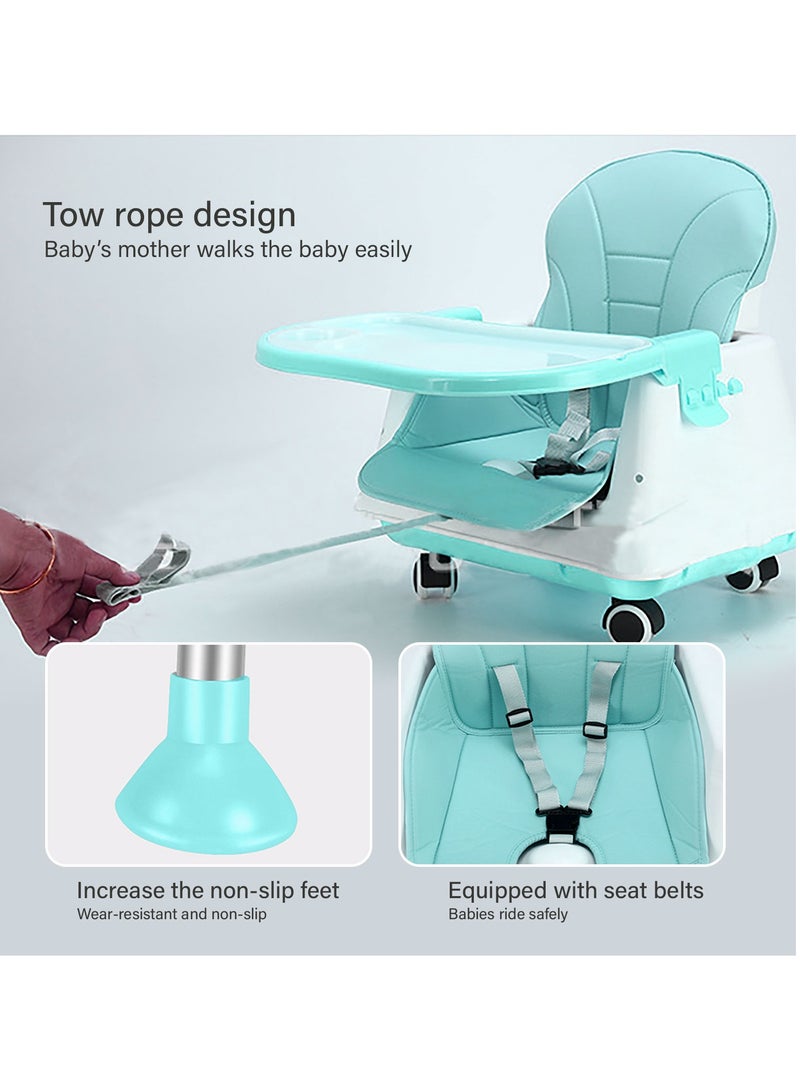 Bonita 3 In 1 Convertible High Chair For Kids And Babies With Adjustable Height And Footrest Baby Toddler Feeding Booster Seat With Tray, Wheels, Safety Belt and Cushion For 3 Months to 3 Years - Image 5