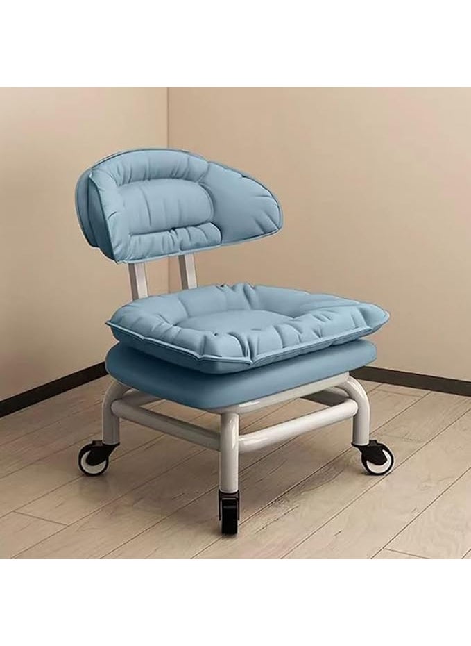 LEVGRY LEVGRY Shoe Bench Universal Wheel Foot Stools Ottoman Pulley Short Stool Ottoman Foot Rest Household Shoe Changing Stool with Wheels Kid Bench Backrest Chair Living Room Sky Blue  - Image 1