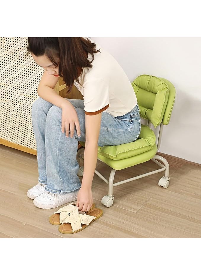 LEVGRY LEVGRY Shoe Bench Universal Wheel Foot Stools Ottoman Pulley Short Stool Ottoman Foot Rest Household Shoe Changing Stool with Wheels Kid Bench Backrest Chair Living Room Sky Blue  - Image 4