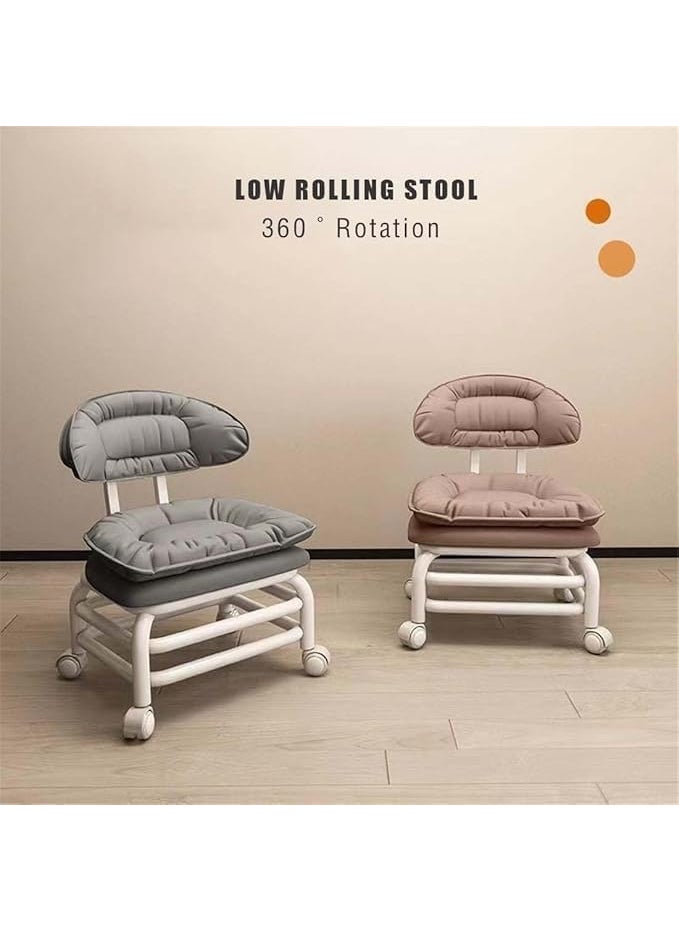 LEVGRY LEVGRY Shoe Bench Universal Wheel Foot Stools Ottoman Pulley Short Stool Ottoman Foot Rest Household Shoe Changing Stool with Wheels Kid Bench Backrest Chair Living Room Sky Blue  - Image 5
