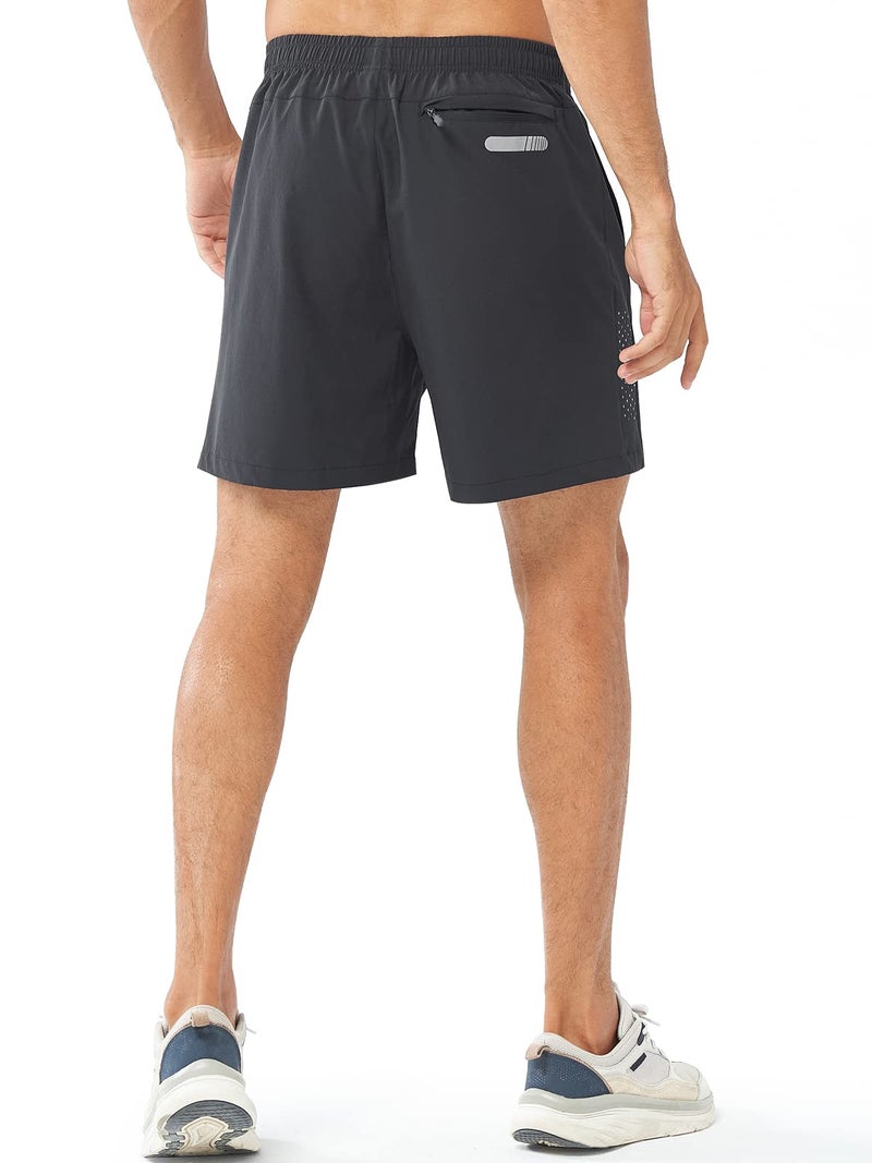 NORTHYARD Men's Athletic Running Shorts Quick Dry Workout Shorts 7"/ 5"/ 9" Lightweight Sports Gym Basketball Shorts Hiking Exercise DARKGREY-5inch M - Image 2