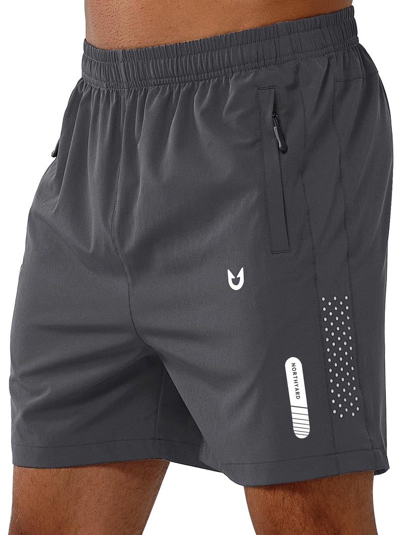 NORTHYARD Men's Athletic Running Shorts Quick Dry Workout Shorts 7"/ 5"/ 9" Lightweight Sports Gym Basketball Shorts Hiking Exercise DARKGREY-5inch M - Image 1