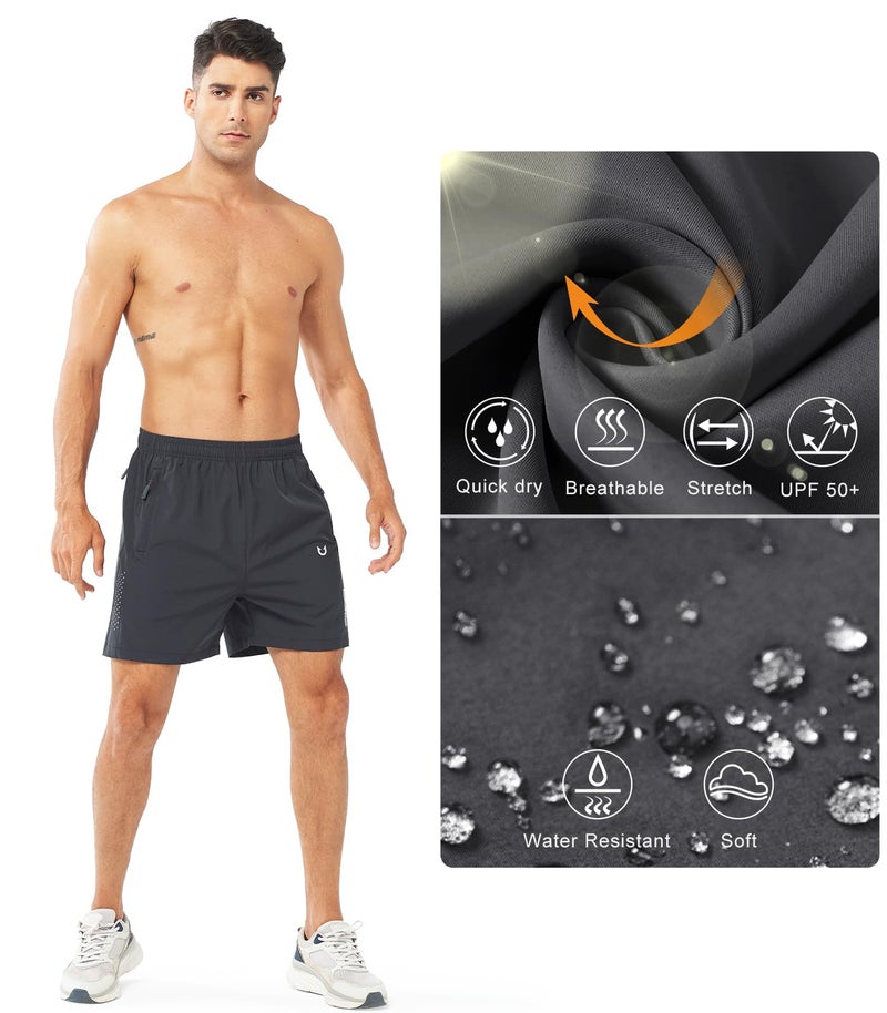 NORTHYARD Men's Athletic Running Shorts Quick Dry Workout Shorts 7"/ 5"/ 9" Lightweight Sports Gym Basketball Shorts Hiking Exercise DARKGREY-5inch M - Image 4