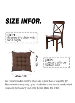 Quivlox Square Chair Pad Seat Cushion with Ties Solid Color Soft Chair Pads Comfy Velvet Cushion Pillow for Kitchen Dining Office Chair Kids Reading 40 x 40 CM  - Image 2