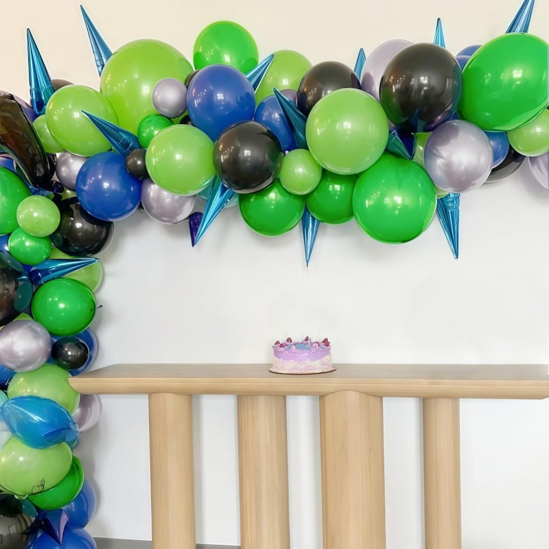 Froova Video Game Balloon Arch Garland Kit, 125pcs Dark Blue and Green Black Silver Balloon with Royal Blue Silver Explosion Star Foil Balloons for Boys Gaming Night Birthday Baby Shower Party Decorations - Image 5