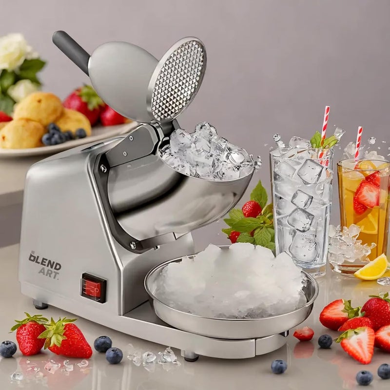 BLEND ART Blend Art Electric Ice Crusher Machine HeavyBlade Ice Gola Maker Shaver CopperWired Motor HeavyDuty Stainless Steel Body Durable Quiet for Home Cafes Restaurants 1Year Warranty  - Image 4