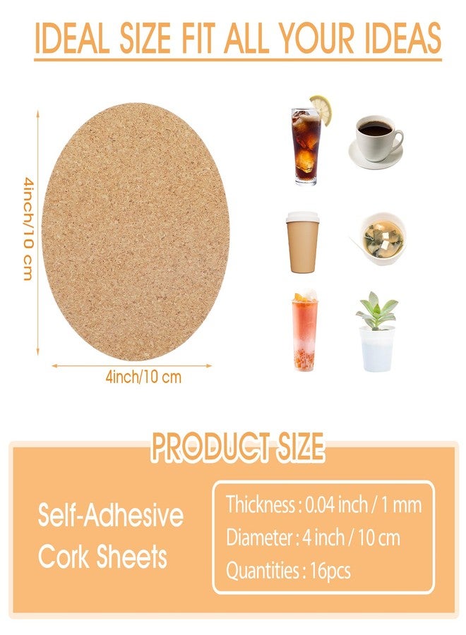 LLOUSSAK 16 Pcs Self-Adhesive Cork Round, 3"" x 3"" Cork Coasters, Cork Backing for Coasters Mini Cork Board for DIY Coasters, Wall, Mat, Tiles, Ceramic Coasters, (Wood Color, Circles) - Image 2