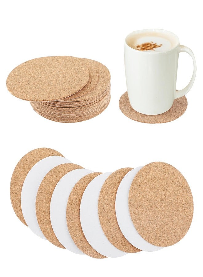 LLOUSSAK 16 Pcs Self-Adhesive Cork Round, 3"" x 3"" Cork Coasters, Cork Backing for Coasters Mini Cork Board for DIY Coasters, Wall, Mat, Tiles, Ceramic Coasters, (Wood Color, Circles) - Image 1