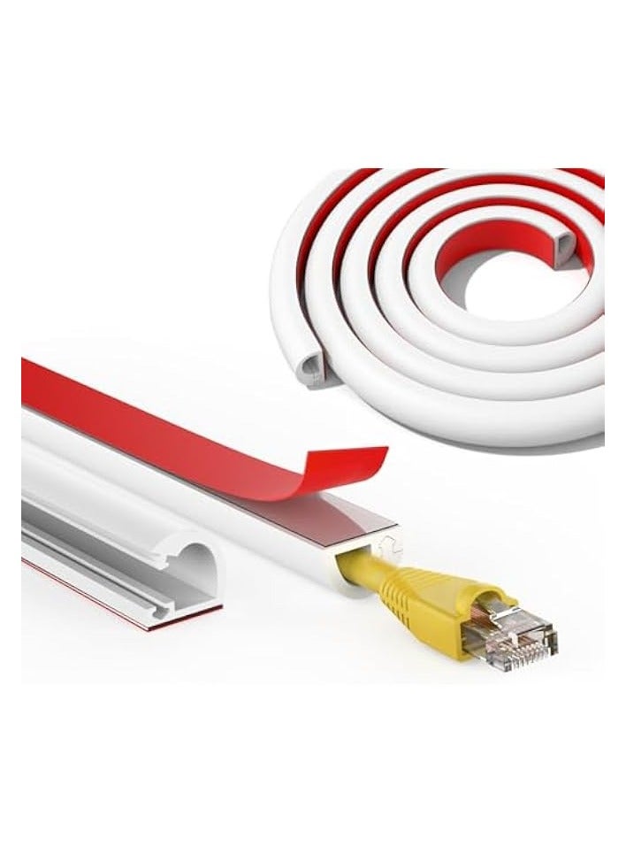 erorex Wall Cord Hider, Self Adhesive Cable Hider Cord Cover for Wires, Flexible Wire Cover Cable Raceway for Cord Management (White, Inner hole:7mm*8mm*3m)  - Image 1