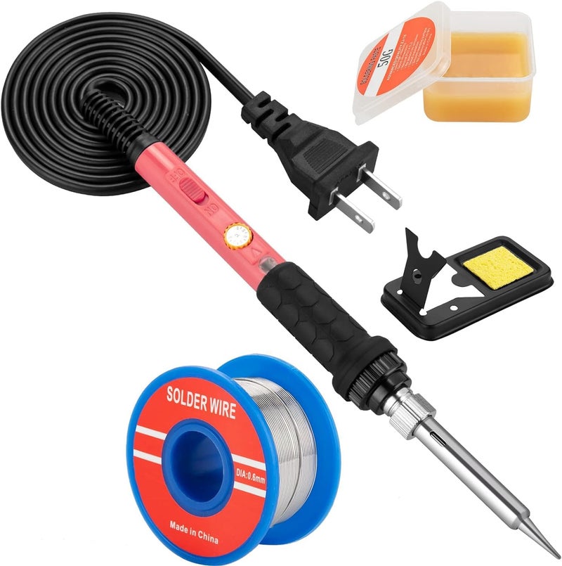 Q-MING Soldering Iron Kit, 60W Soldering Iron with Ceramic Heater, 5-in-1 Adjustable Temperature Soldering Welding Iron Kit for any Hobby Enthusiast - Image 1