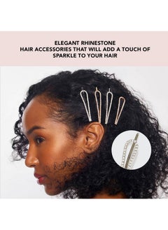 Kitsch Kitsch Rhinestone Bobby Pins, 4 Pcs Wedding Hair Pins for Bridal Hairstyles, Fancy Hairpins & Hair Accessories, Sparkling Teardrop Shape Barrettes for Women & Girls, Metal Hair Clips, Gold & Silver  - Image 4