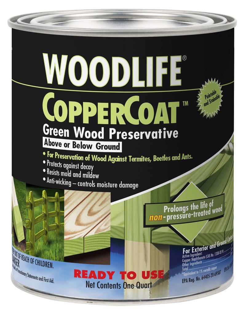 Rust-Oleum 1904A Wolman (Woodlife) CopperCoat Green Wood Preservative-Below Ground, Quart - Image 1