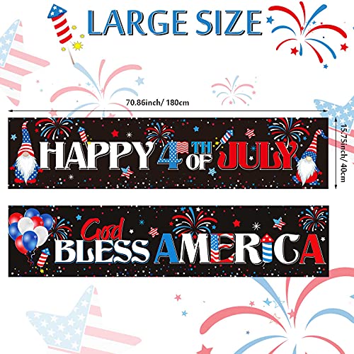 Sumind 2 Pieces Happy 4th of July Decorations Outdoor Patriotic Banner God Bless America Banner Fourth of July Banners Backdrop Sign for Outside Memorial Day Independence Day Party Decor Supplies - Image 5