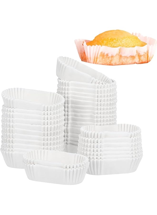 200Pcs Oval Cake Paper Tray, Mini Cupcake Liners, Disposable Grease-Proof Loaf & Cupcake Liners for Muffins, Cakes, Bread, Perfect for Home Baking, Parties & Holidays