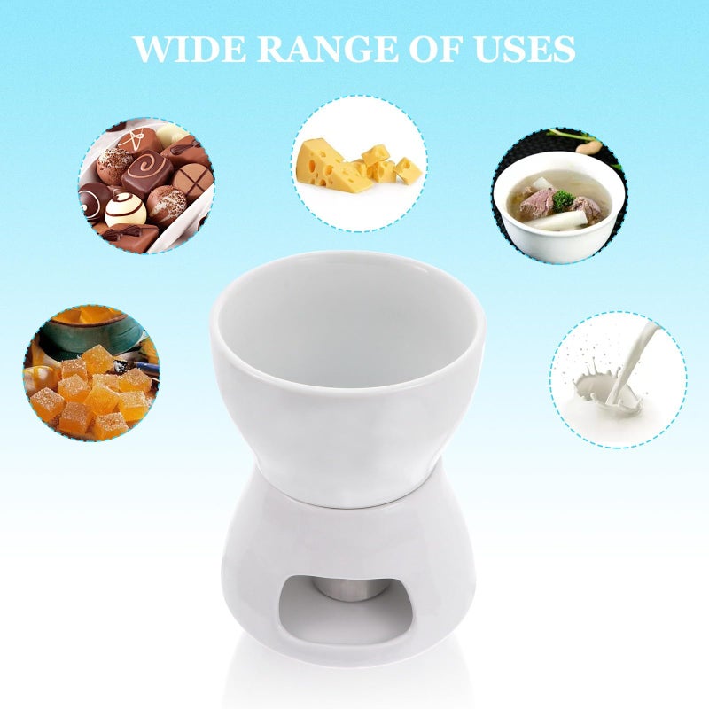 Ceramic Chocolate Fondue Pot 400ml Melting Stove Butter Warmer Cheese Fondue Set for 2 4 People - Image 4