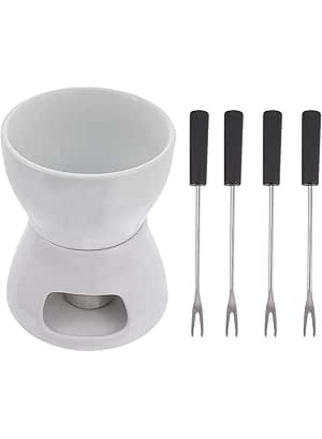 Ceramic Chocolate Fondue Pot 400ml Melting Stove Butter Warmer Cheese Fondue Set for 2 4 People - Image 1
