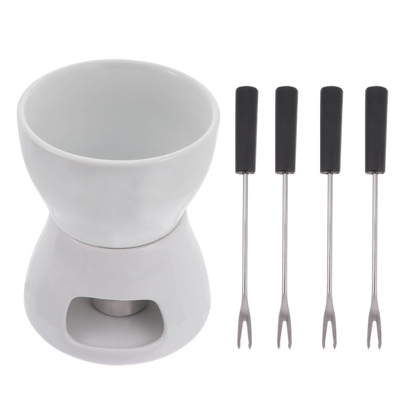 Ceramic Chocolate Fondue Pot 400ml Melting Stove Butter Warmer Cheese Fondue Set for 2 4 People - Image 2