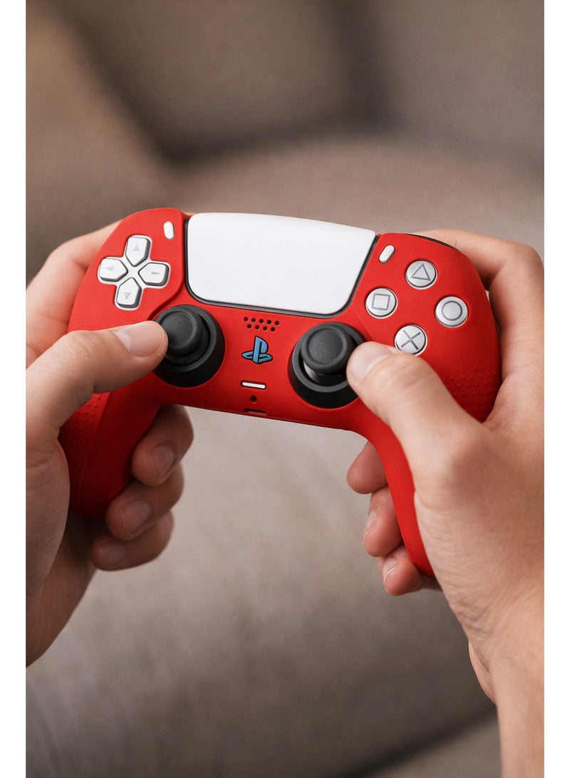 DOBE Silicone Protective Case Kit for PS5 Controller – Red Anti-Slip Cover - Image 5