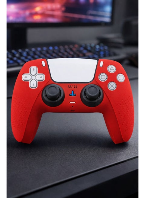 Silicone Protective Case Kit for PS5 Controller – Red Anti-Slip Cover