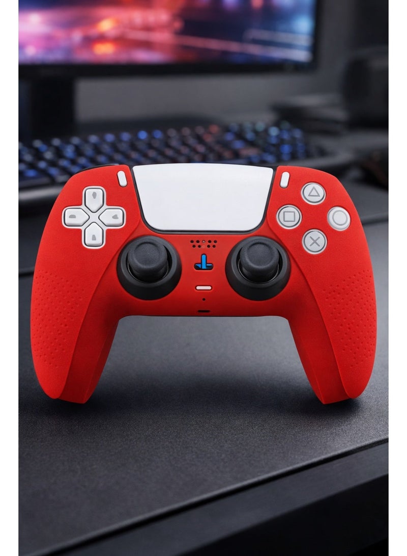 DOBE Silicone Protective Case Kit for PS5 Controller – Red Anti-Slip Cover - Image 1