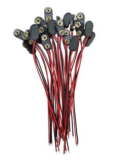 Generic 9 V Battery Clip Connector, 20 PCS I-Type 9 Volt Battery Buckle Connector Hard Buckle Plastic Shell, 5.9in 24AWG Copper Wire Lead, 9V Battery Button (I-Type, 20 PCS)  - Image 3