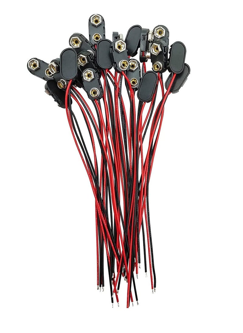 Generic 9 V Battery Clip Connector, 20 PCS I-Type 9 Volt Battery Buckle Connector Hard Buckle Plastic Shell, 5.9in 24AWG Copper Wire Lead, 9V Battery Button (I-Type, 20 PCS)  - Image 3
