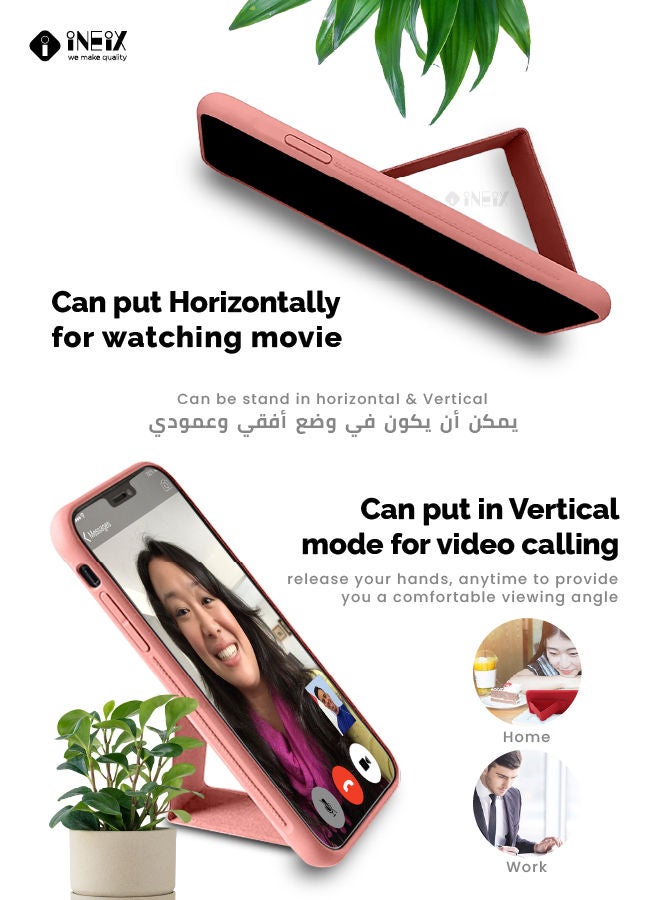 إينيكس جراب حماية 3 في 1 مغناطيسي ذو مسند للهاتف وسوار لأصابع اليد لهاتف سامسونج جلاكسي S22 الترا 5G وردي - Image 3