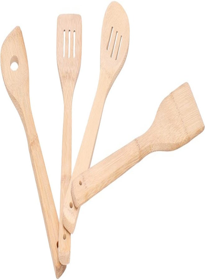 AKDC Spatula Cooking-Tools Set, Natural Bamboo Kitchen Utensil Square Spatula Cooking Utensil 4Pcs/Set Spatula Kitchen Utensil For Home Kitchen - Image 1