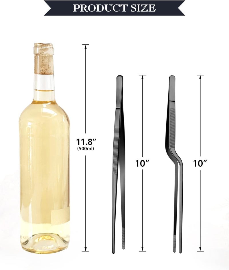SouxMux 25cm Cooking Tongs and Tweezers, Precision Serrated Tips, Professional Stainless Steel Kitchen Tools for BBQ, Serving and Food Preparation - Image 3