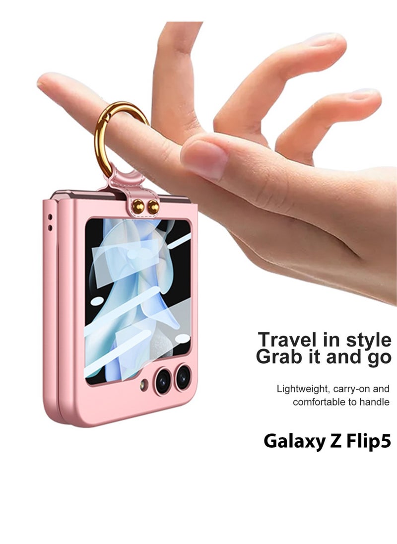 Aookay - Case for Samsung Galaxy Z Flip 5 Case with Ring, Built with Back Small Screen Protector 360° Protective Shockproof Slim Case for Z Flip 5 5G - Image 1