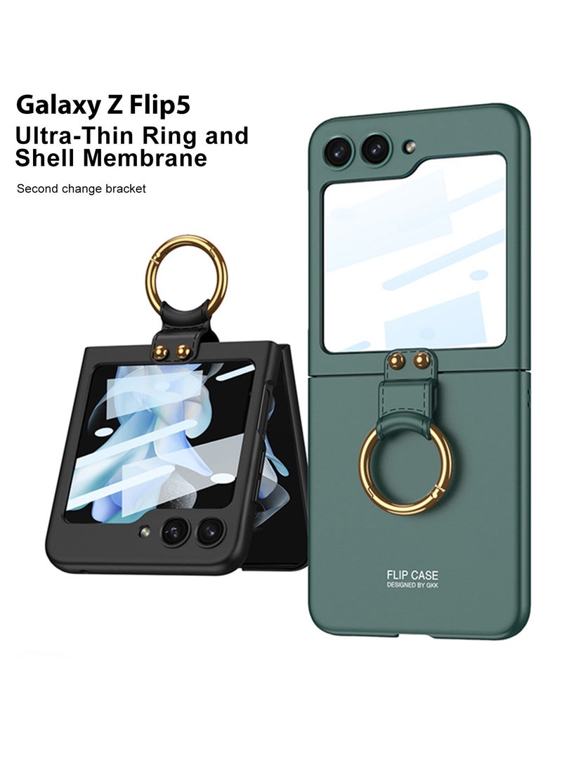 Aookay - Case for Samsung Galaxy Z Flip 5 Case with Ring, Built with Back Small Screen Protector 360° Protective Shockproof Slim Case for Z Flip 5 5G - Image 1