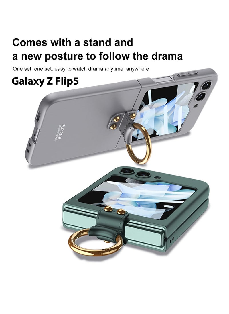 Aookay - Case for Samsung Galaxy Z Flip 5 Case with Ring, Built with Back Small Screen Protector 360° Protective Shockproof Slim Case for Z Flip 5 5G - Image 1
