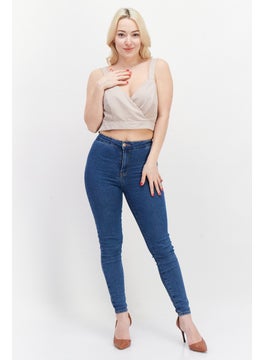 Miss Selfridge Women V-Neck Sleeveless Plain Crop Top, Light Pink  - Image 3