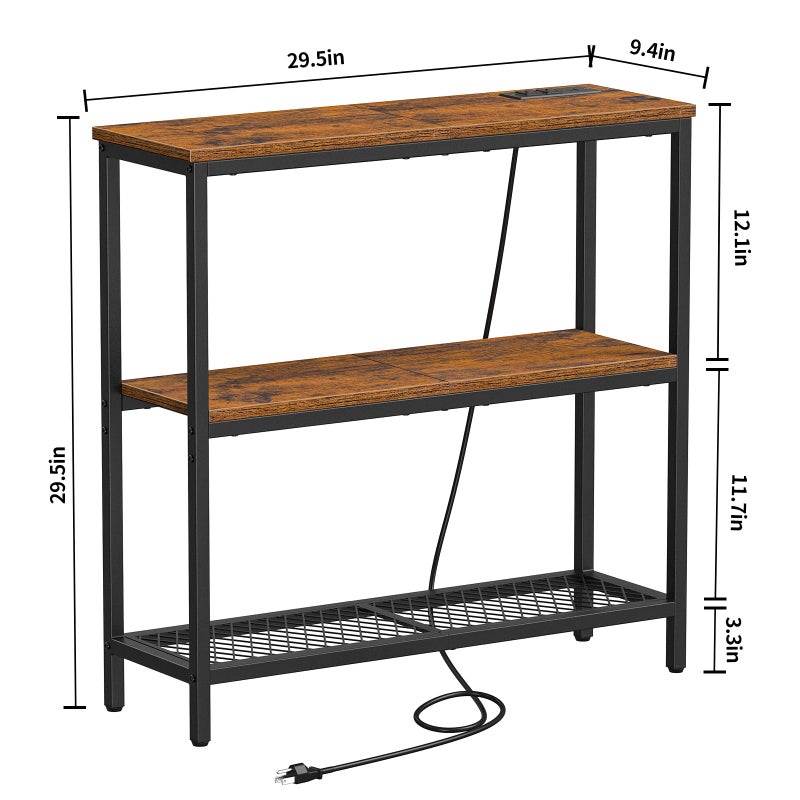 Snughome Console Table with Power Outlets, Entryway Table with Storage, Narrow Sofa Table with 3 Tier Shelves, 2 USB Ports, 2 Power Outlets, Hallway Table for Couch, Living Room, Entrance - Image 5