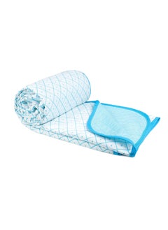 VAS COLLECTIONS VAS COLLECTIONS Premium Cotton Viscose DoharAC QuiltBlanket for Single Bed Size 60 x 86 inches Lightweight Knitted Dohar with a Matching Handbag 250 GSM Single 150x220 cms Aqua White 
