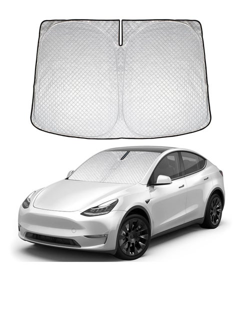 Windshield Sunshade for Tesla Model Y, Foldable Windshield Cover Thicken Sunshade, for Tesla Model y/3 UV Reflector, Interior Tesla Accessories for Summer, Fit Keep Vehicle Cool