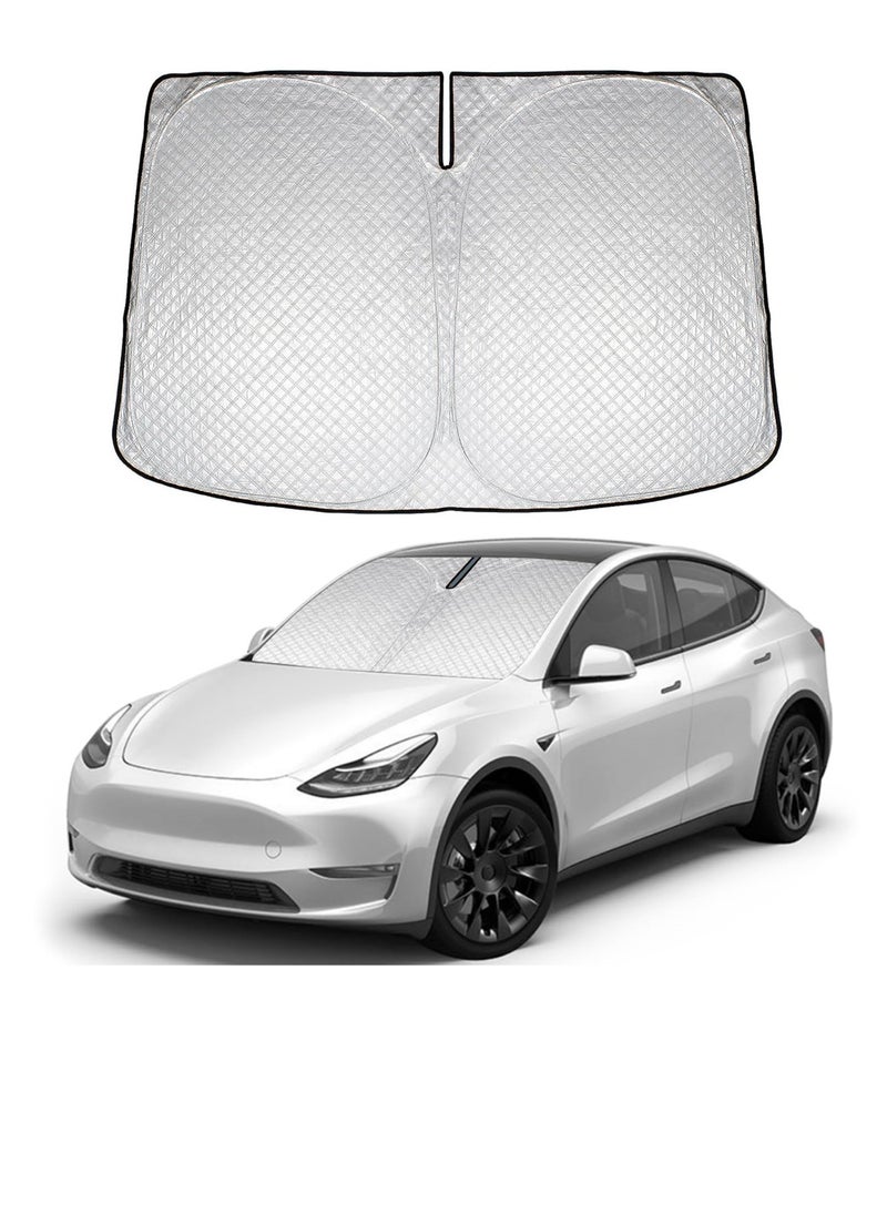 Excefore - Windshield Sunshade for Tesla Model Y, Foldable Windshield Cover Thicken Sunshade, for Tesla Model y/3 UV Reflector, Interior Tesla Accessories for Summer, Fit Keep Vehicle Cool - Image 1